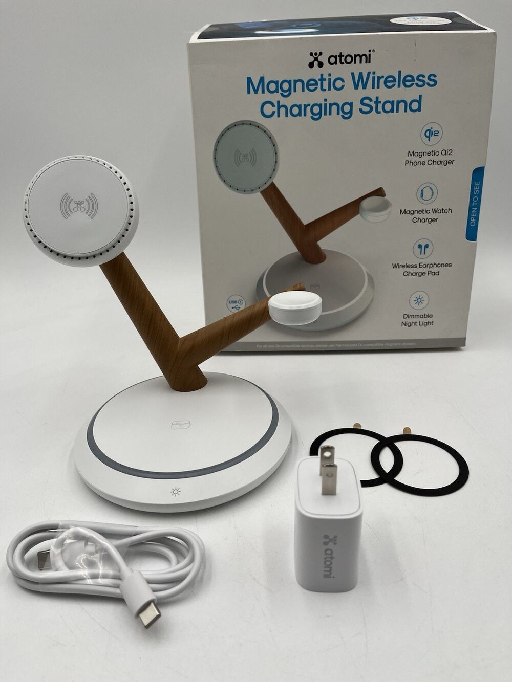 Atomi AT2519-QI2-CHARGE STAND Qi2 Magnetic Wireless Charging Stand, White